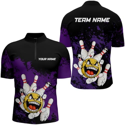 Custom Bowling Shirts for Men and Women Funny Bowling Team League Jersey Bowling Polo & Quarter-Zip Shirts BDT453