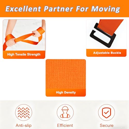 Image of QISHENG Moving Straps - 2-Person Shoulder Lifting & Moving System Heavy Duty Lifting Straps for Furniture Appliances Mattresses & Heavy Objects Up to 600lbs Orange Sling (Orange)