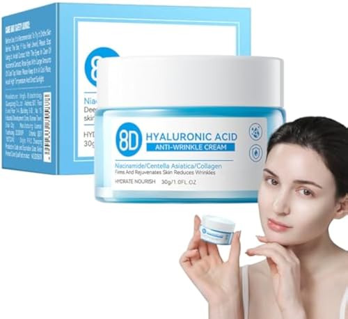 Hyaluronic Acid Anti-Wrinkle Cream, Face Moisturizer, Hyaluronic Acid Moisturiser Face, Anti Aging Face Cream, Fragrance Free Daily Facial Moisturizer for Mature & Young Skin, Hydrate, Smooth Dry Skin