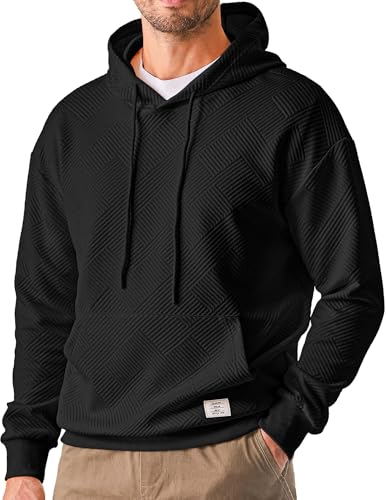 Meilicloth Hoodie Herren Kapuzenpullover Winter Herren Pullover Langarm Hooded Sweat Kapuzen Sweatshirt Baumwolle Männer Kapuzenpulli Hoody Herren Sweatjacke A Schwarz XL