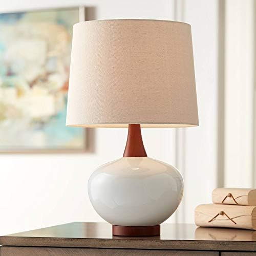Brice 23" High Table Lamp Ivory Wood Mid-Century Ceramic Mid Century Modern