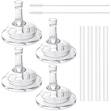 VANEST 4 Pack Replacement Straws & 2 Pack Straw Brushes, Compatible with Grosmimi Stage2, Soft Silicone, No Spill, BPA Free