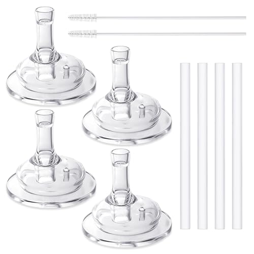 Image of VANEST 4 Pack Replacement Straws & 2 Pack Straw Brushes, Compatible with Grosmimi Stage2, Soft Silicone, No Spill, BPA Free