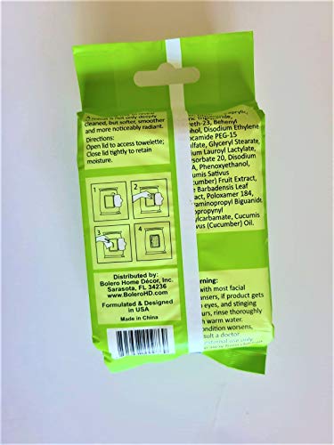 BOLERO BEVERLY HILL Facial Wipes Miscellar Water CUCUMBER & ALOE, Paraben free, Color free - 30 Count