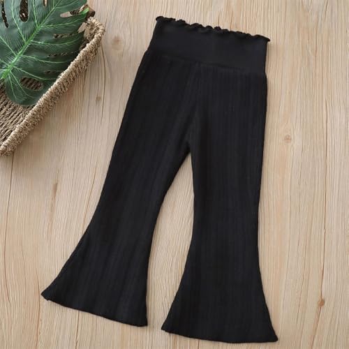 Girls' Flare Leggings High Waisted Rid Knit Bell Bottom Pants Toddler Girls Elastic Waist Yoga Dance Pants3