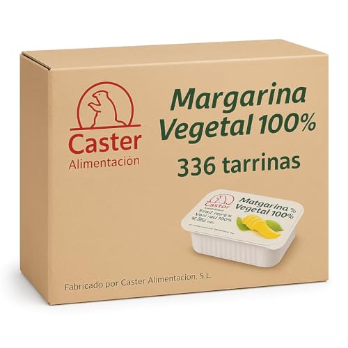 Margarina Vegetal 100% en Tarrinas Monodosis – Caja de 336 x 10g – Caster Alimentación – Apta para Veganos – Ideal Hostelería y Catering