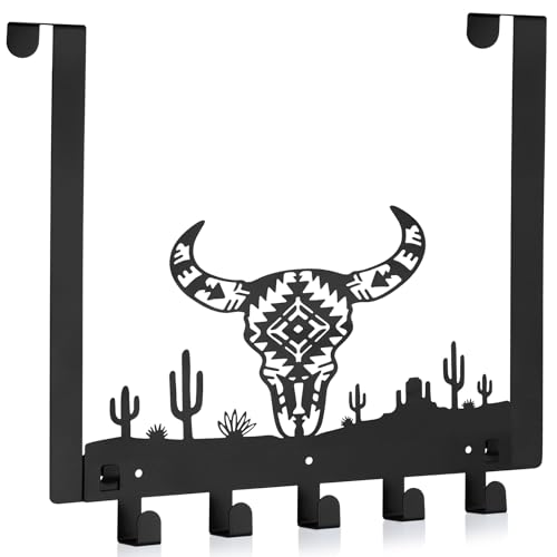 Reallnaive Western Bull Over The Door Hooks Bathroom Decor Wall Hanger Wall Mount Rack Holder for Towel Hat Coat Cloth Keychain Bag Christmas Party Gift