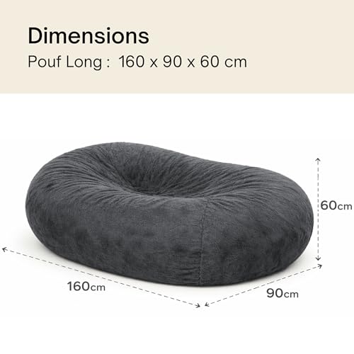 Pouf Géant XXL Adulte Mousse Silencieux Gris Bananair
