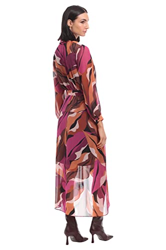 Image of Donna Morgan Women's Donna Morgan Women's Dresses Faux Wrap Shawl Collar High-Low Dress with Waist Tie