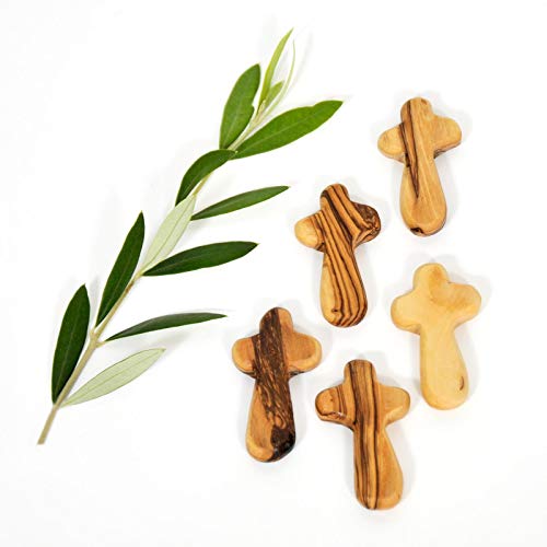 Olive Wood Small Pocket - Holding Crosses (25) #TOP4