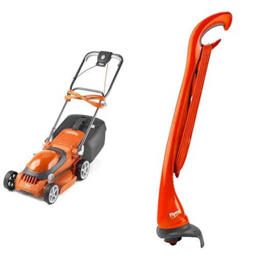 Flymo EasiStore 340R Electric Rotary Lawn Mower - 34 cm Cutting Width, 35 Litre Grass Box & Mini Trim ST Electric Grass Trimmer, 230 W, Cutting Width 21 cm