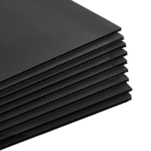 Image of Patelai 12 Pcs 18 x 24 Inches Corrugated Plastic Sheet Corrugated Poster Board 4mm Thick Waterproof Blank Board Sheets Plastic Yard Sign for Garage Estate Sale, Rent, Indoor, Outdoor, Birthday (Black)