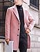 Springrain Men's Wool Blend Pea Coat Notched Collar Single Breasted Overcoat Warm Winter Trench Coat(Pink-M)