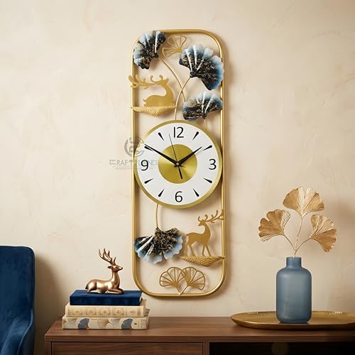 Image of Craft2lance 24-Inch Wall Clock Decor Art Sculpture for Home & Office | Modern Large Deer Metal Wall Clock for Living Room, Bedroom, Restaurant & Cafe | Stylish Decorative Timepiece (60 cm)