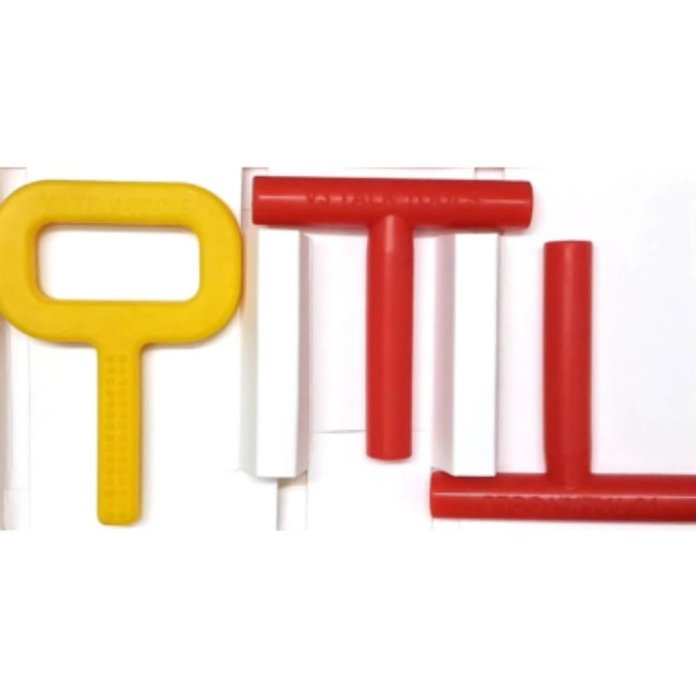 V3 Talk Tools Sensory Bitee + Bitee T-Tube Oral Motor Therapy Kit | Silicone Teether & Sensory Chew Set for Babies, Toddlers, Kids & Adults | Autism, ADHD & Special Needs | Speech, Feeding, OPT & Jaw Strengthening Aid (Soft, Medium & Textured Hard) (Yellow+Red+Red)-picture-31