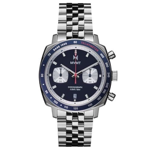 Image of MVMT Mulholland Racer Men’s Chronograph Watch, Quartz 3-Hand, 42mm, Stainless Steel Bracelet, 50M Water Resistant – Gift for Him
