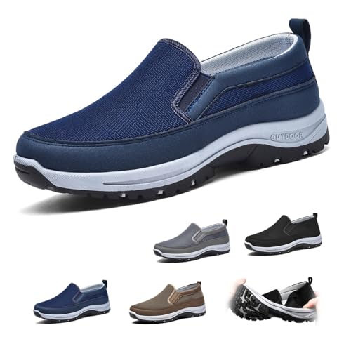 Auguscare Shoes Hombres, Mocasines de Lona sin Cordones con Soporte for el Arco for Hombres, Mocasines ortopédicos con Punta Redonda de Malla de Punto Zapatillas ortopédicas Antideslizantes Zapatos Pl