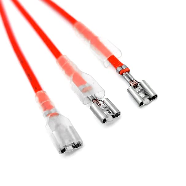 Pre-Wired 6.3mm Female Spade Quick Connectors Wire Crimp Terminal with Insulating Sleeve and 5