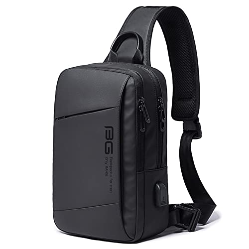 OZUKO Bolsos Pecho Hombre Sling Bag Bolsos Hombre Bandolera Impermeable Bandoleras Cruzada Crossbody Bag con Puerto de Carga USB para Negocio Ciclismo Viaje Deportes (Negro 2) Cover