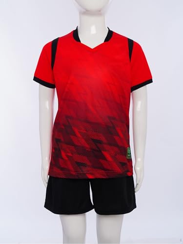 2pcs Kids Boys Quick Dry Football Uniform Set Short Sleeve Team Training T-Shirts with Shorts4