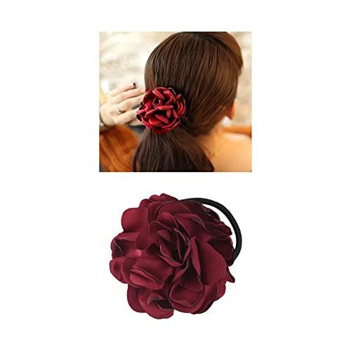 8 Pack Colorful Handmade Flower Hair Bow Elastics Hair Ties Stretchy Rubber Hairband Slim Headband Scrunchies Ponytail Holder Ring Loop For Women Girl #TOP4