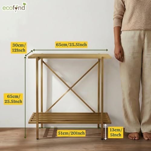 Image of ecofynd Eric Plant Stands for Outdoor Balcony, Flower Pot Stand for Indoor Plants, Large Metal Planter Stand for Living Room, home decor, Indoor & Outdoor plants, 2 Tier, (26 Inch, PS050-GO)