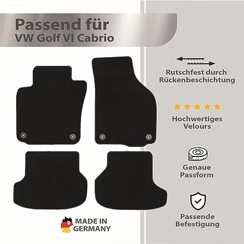 Tapis de sol anti-dérapant VW Golf 6 Cabriolet velours robuste