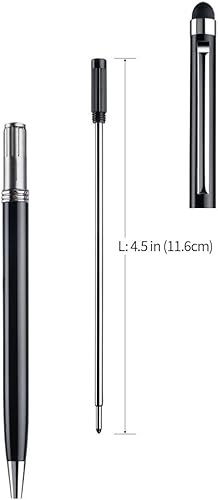 Miniatura 4 de ChaoQ Lápiz óptico para pantallas táctiles, 10 bolígrafos capacitivos delgados 2 en 1 (tinta negra) con 20 puntas de goma reemplazables (negro,