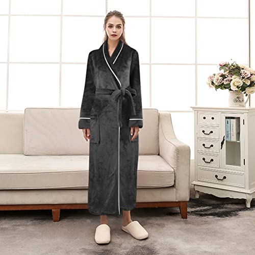 Roupão de banho feminino felpudo de flanela de pelúcia de manga comprida sherpa felpudo roupão de ba
