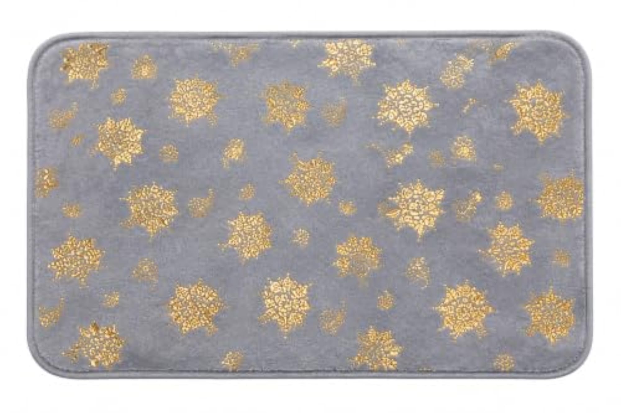 Golden Flower Memory Foam Bath Mat, 40x60cm, Grey