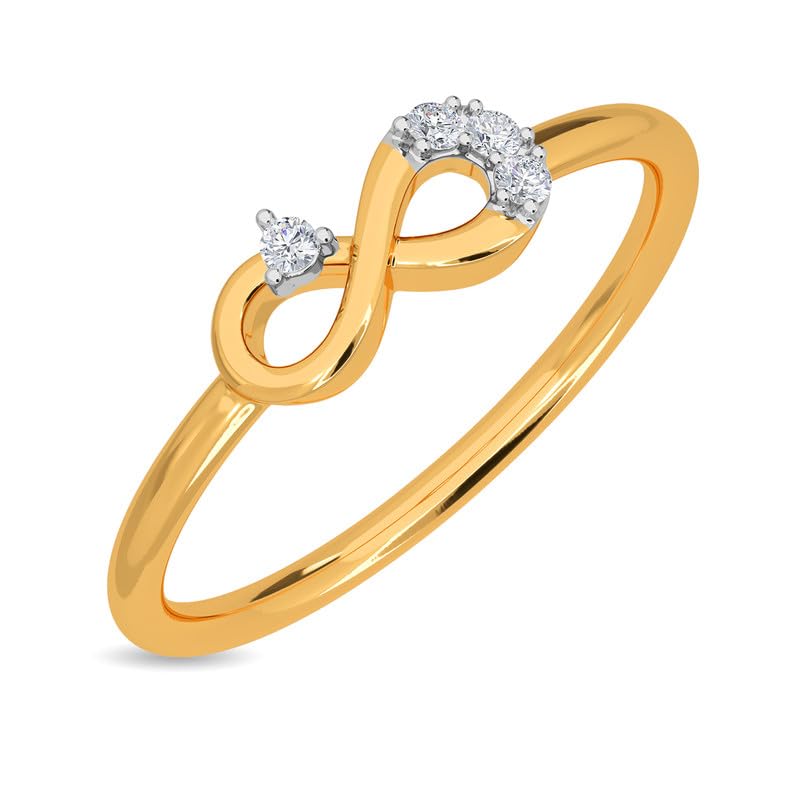Image of KISNA 14k / 18k Real Gold & Diamond Ring | Diwali, Rakhi Rakshabandhan Gift for Sister /Bhabhi /Women | With Certificate of Authenticity & BIS-Hallmarked Gold Jewellery | Tesa Ring