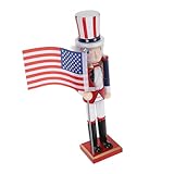 PRETYZOOM Statue Soldat Casse-Noisette Bois Figurine Décoration Noël Traditionnelle Soldat Américain avec Drapeau Décor Étagère Table