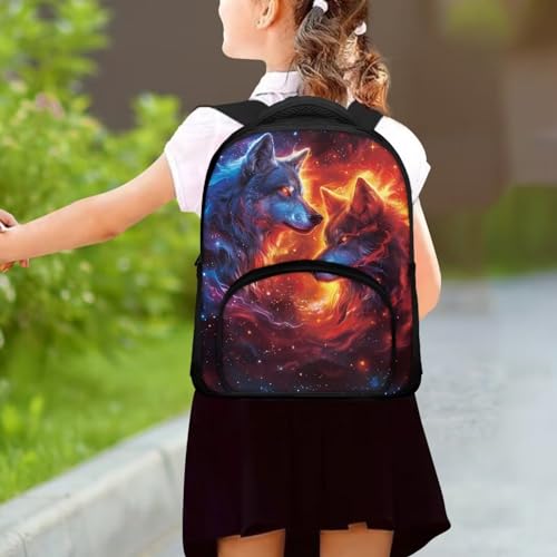 Red and Blue Wolf Toddler Backpack for Boys, Preschool Kindergarten Mini Daycare Bag for Kids Back to School Supplies4