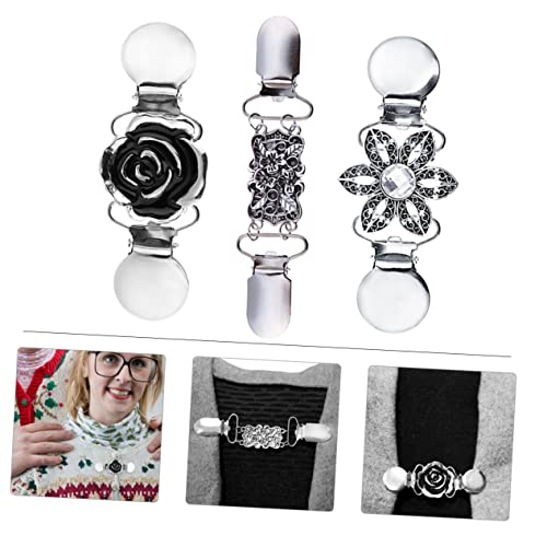 Healifty 3 Peças Suéter Clipe De Gola Vestidos Para Suéter Cardigã Feminino Suéteres Enfeitados Para