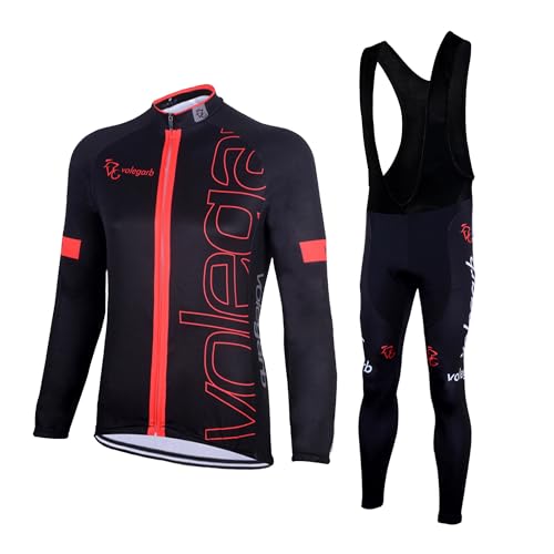 Meicynhoger Vêtements de Cyclisme Automne Hiver pour Homme Femme, Maillot de Cyclisme VTT à Manches Longues et Pantalon avec Coussin Rembourrés en Gel 3D