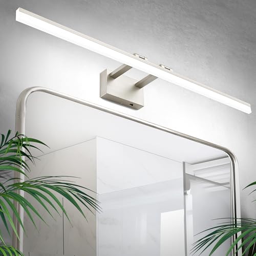 Image of SOLFART Bathroom Light Fixtures: 48 Inch Vanity Light for Large Mirrors- Brushed Nickel 6000K LED Adjustable 180 Degree Bar, IP44 Damp Protection, ETL