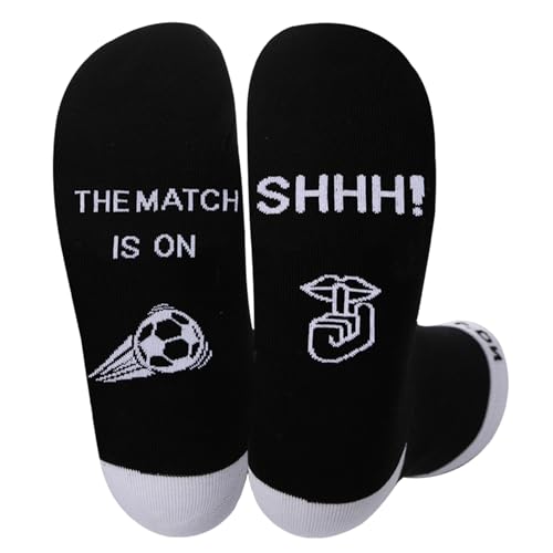 Zkxiyuan Regali di calcio per uomini e donne, calza di Natale per adulti adolescenti figlio papà, non disturbare sto guardando calzini da calcio, Match-Nero/Bianco, Taglia unica