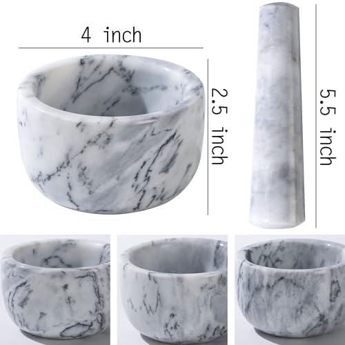 Image of Pill Crusher, Mini Marble Mortar and Pestle Set, Pill Crusher Grinder Fine Powder, Arthritic Hands Pill Grinder (Large Size White)