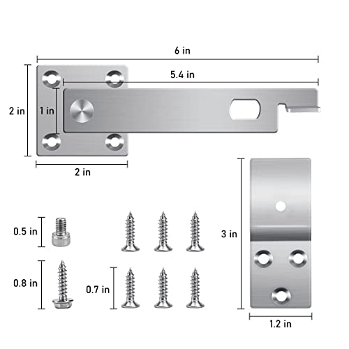 Jugreat 6" 304 Stainless Steel Barn Door Latch,Rustproof Waterproof Fence Gate Latch Barn Door Flip Hardware Farm Lock,Heavy Duty Double Gate Latch Hardware For Wooden Fence, Shed, Cabinet,Farm Gates #TOP1