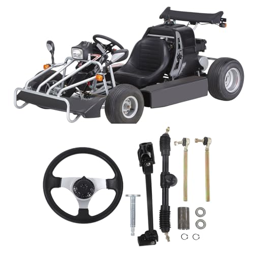 Go-Kart-Lenksatz, Go-Kart-Lenkradteile Go-Kart-Lenkradbaugruppe mit Installationszubehör Metall-ABS-Gummi für 150-250-Motoren