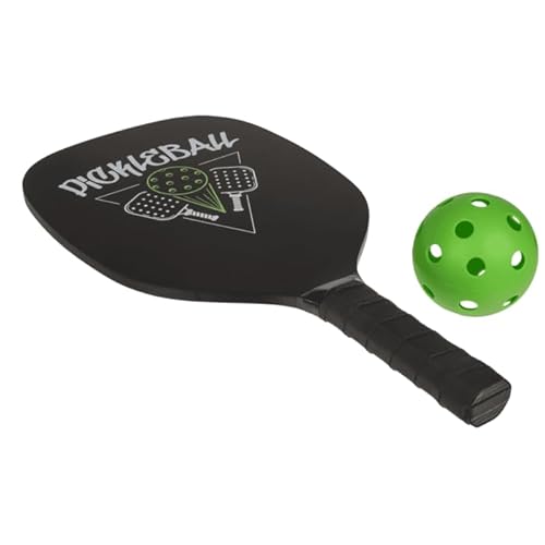 Pickleball Schläger- und Bälle-Set, komplett mit 2 schwarzen Schlägern, 2 grünen Bällen, Freizeit-Set für 2 Spieler, für drinnen und draußen
