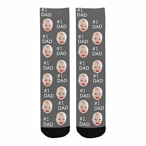 Vesserd Personalized Father's Day Socks For Dad From Daughter, Custom No.1 Dad Grey Socks For Father Custom Funny Socks Father's Day, Birthday Gifts For Men, Dad, Adult #TOP2