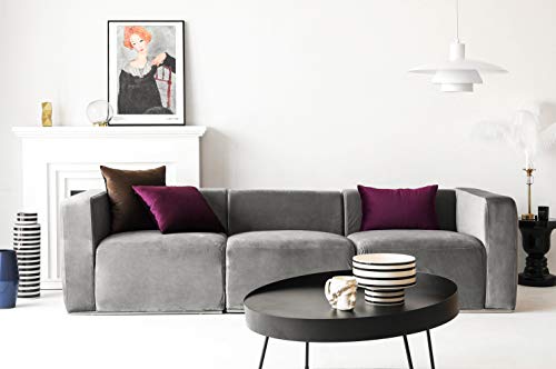 Mixhug Set Of 2 Cozy Velvet Square Decorative Throw Pillow Covers For Couch And Bed, Coffee Brown, 18 X 18 Inches #TOP2