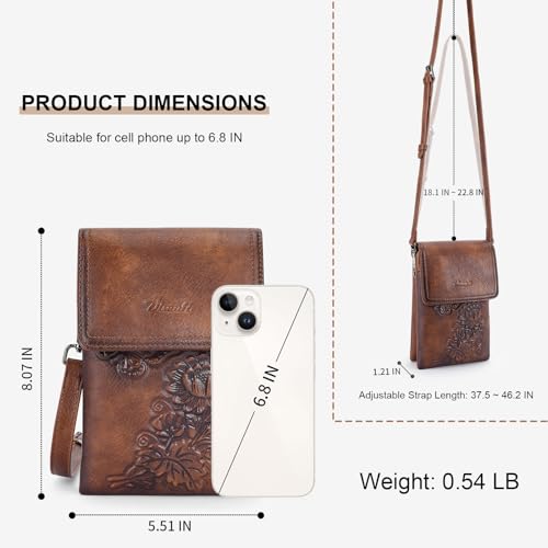 Small Crossbody Bags for Women Trendy Vegan Leather Cell Phone Bag Embossed Flower Design Wallet Purses with Strap4