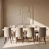 EVERLUNE Upholstered Dining Chairs Set of 8, High Back Side Chairs for Kitchen and Dining Room, Mid-Century Modern Fabric Seating with Solid Wood Legs, Beige