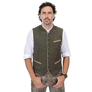 Hubertus klederdrachtvest voor heren, lodenvest, vintage, olijf/grijs, klederdrachtvest, lederhose