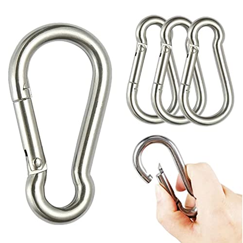 FGXY 4pcs Mousqueton Acier Inoxydable à Ressort M6, Mousqueton de Fixation pour Charges Lourdes, Sports, Chiens de Serrure, Hamac Balançoire, Porte-Clés, en Acier Inoxydable 304 Cover