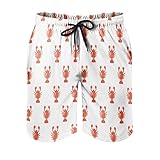 GeauDoup Ozean Hummer Badeshorts für Männer Jungen Badehose für Herren Kurz Schnelltrockend Boardshorts Beachshorts Strandshorts Schwimmhose Swimming Trunks Multicolor M