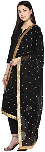 themilestocks Woman's Embroidered Chiffon Dupatta Scarf Shawl Wrap Soft Indian Bridal Wedding - Off White