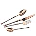 Gugrida 20 piece Copper Flatware Set 304 Stainless Steel Fork Spoon Cutlery Luxury Mirror Polished Silverware, Dishwasher Safe, Service for 4